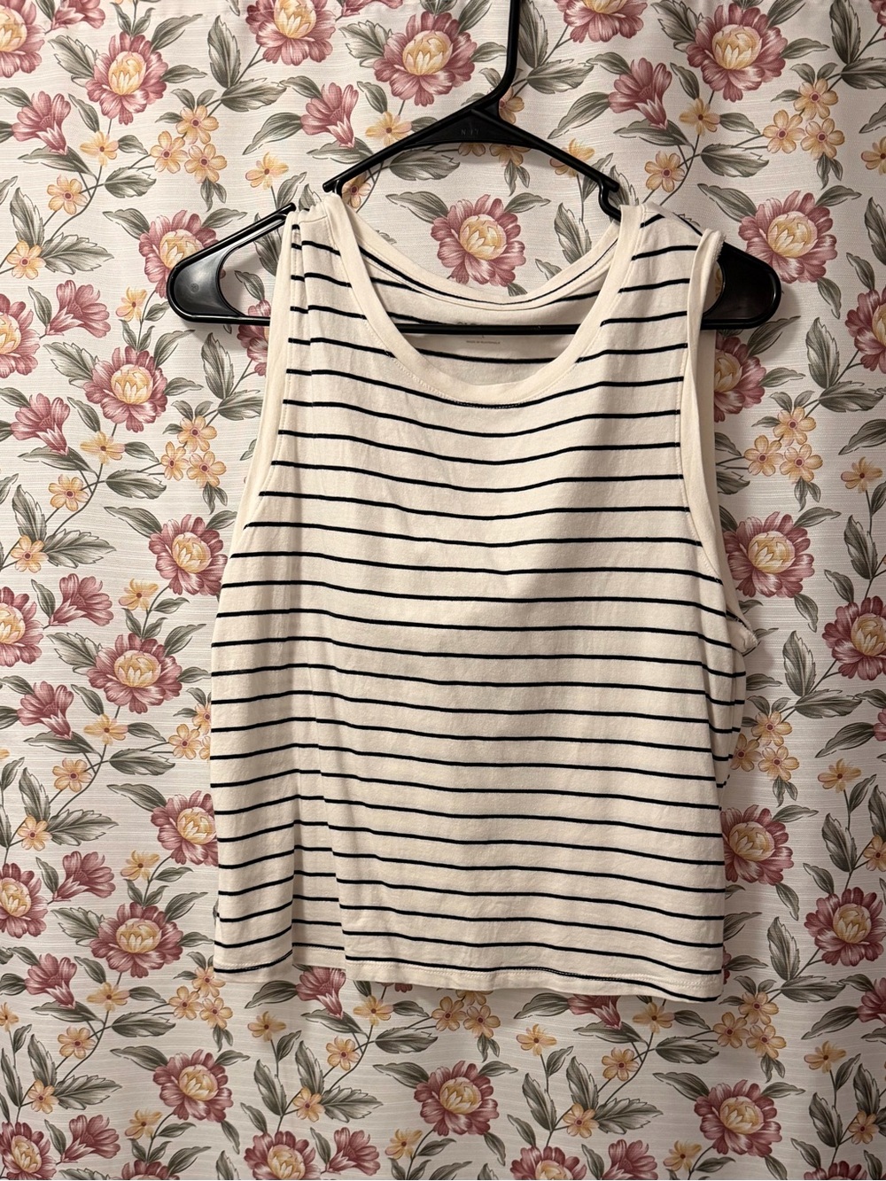 Old Navy Cream Tank with Black Stripes
